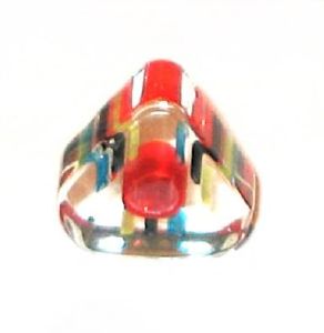 Triangle verre pop Rouge ligné Multicolore 6x10mm / 10 perles