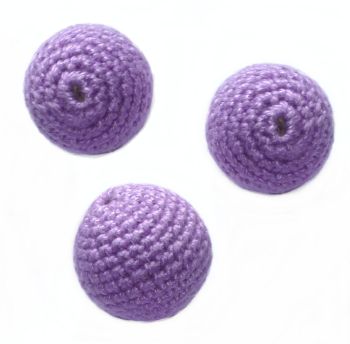 Perle boule laine crochet 25mm VIOLET Unité