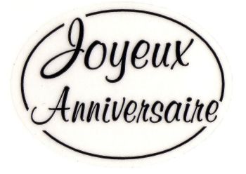 Etiquettes Autocollantes Ovales JOYEUX ANNIVERSAIRE Transparentes / 8