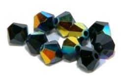 Toupies Swarovski 6mm JET AB / 10 perles