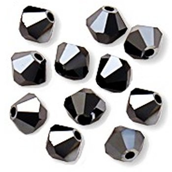 Toupies Swarovski 4mm JET HEMATITE 2X / 15 perles  