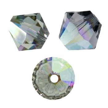 Toupies Swarovski 6mm BLACK DIAMOND AB  / 10 perles