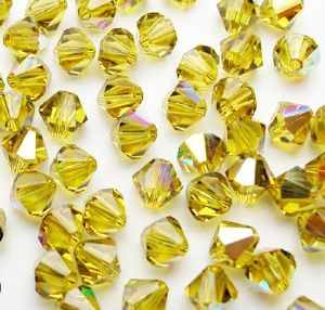 Toupies Swarovski 4mm LIME AB / 20 perles  *PROMO* + Prix Dégressif