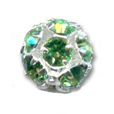 Boule Strass bohème Argentée 8mm - PERIDOT / Unité