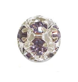 Boule Strass bohème Argentée 8mm - LIGHT AMETHYST / Unité