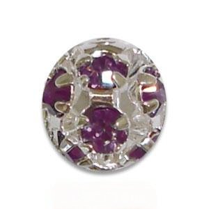 Boule Strass bohème Argentée 8mm - AMETHYST / Unité