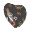 Coeur en verre Millefiori 13x13mm NOIR / perle unité