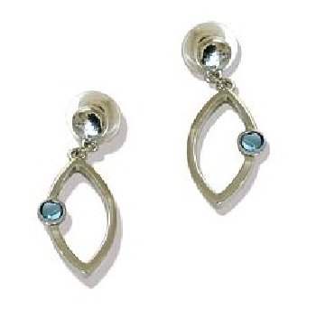 Boucles d'oreille Fantaisie Fleur Bleue