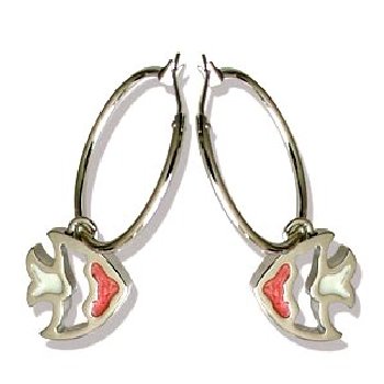 Boucles d'oreille longues Fantaisie Poisson Rose