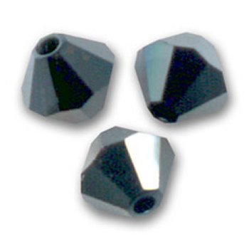 Toupies Swarovski 6mm JET Hematite  / 4 perles