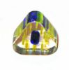 Triangle verre pop bleu/jaune ligné jaune 6x10mm / 10 perles