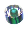 Cylindre court verre pop Vert ligné Bleu 6x10mm / 10 perles