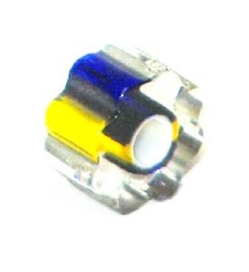 Cylindre court rainuré verre pop Jaune et bleu 6x10mm / 10 perles