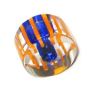 Cylindre court verre pop bleu ligné Orange 6x10mm / 10 perles