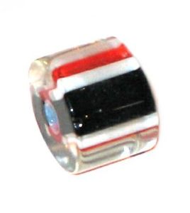 Cylindre moyen verre pop rouge blanc et noir 9x10mm / 10 perles