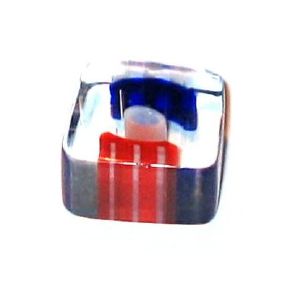 Carré verre pop bleu blanc rouge 6x10mm / 10 perles