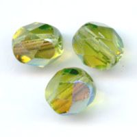 Facettes de Bohème 4mm OLIVE OLIVINE AB / 50 perles