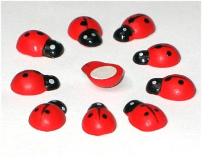 COCCINELLES PETITES - Motif en bois peint autocollant pour scrapbooking / 10