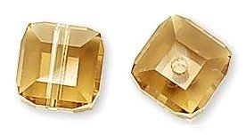 Cube Swarovski 6mm LIGHT COL TOPAZ  /  lot de 3