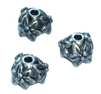Intercalaire en métal forme calotte  fleur edelweiss 5 x 7 mm - Argent vieilli / 5 Perles -Dégressif