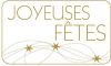 Etiquette Autocollante Rectangulaire JOYEUSES FETES Blanche et Dorée - Prix dégressif / 15