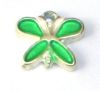 Breloque Papillon émail en métal 14 x 12 mm - Argenté émaillé VERT / 1