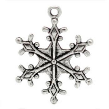 Breloque pendentif flocon étoile des neiges en métal 23 x 28 mm - Argenté / 1