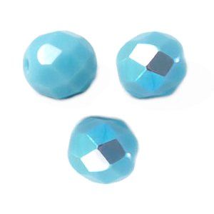 Facettes de Bohème 10mm TURQUOISE OPAQUE AB / 2 perles