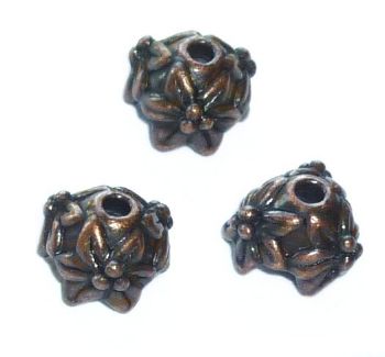 Intercalaire en métal forme calotte  fleur edelweiss 5 x 7 mm - Cuivre vieilli / 5 Perles