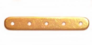 Intercalaire bouts arrondis 6x40x1mm 5 trous métal doré / Unité