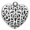 Breloque pendentif coeur creux ciselé en métal 35 x 36 mm - Argenté / 1