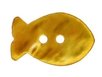 Bouton Nacré forme Poisson 11x18mm JAUNE TOPAZ / 6 boutons