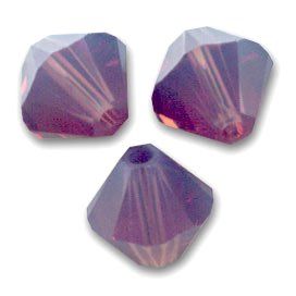 Toupies Swarovski 6mm CYCLAMEN OPAL  Coupe XILION / 4 perles