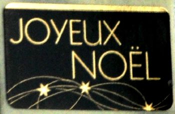 Etiquette Autocollante Rectangulaire  JOYEUX NOEL  Noire et Dorée  - Prix dégressif  / 15