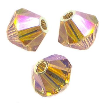 Toupies Swarovski 4mm LIGHT COLORADO TOPAZ AB2X  / 15 perles - tarif dégressif