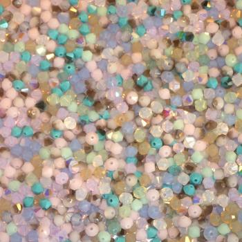 Lot de Toupies Cristal Swarovski 4mm MIX MULTICOLORE PASTELS Mélange de 50 perles / Prix dégressif