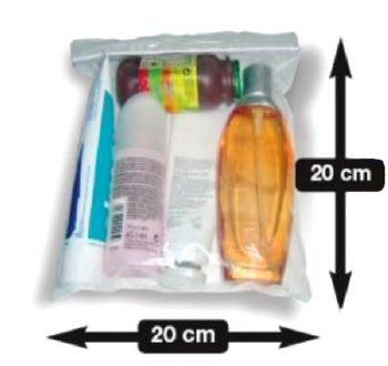 Pochette Sachet avec fermeture par ZIP 200X200 / L'Unité  Idéal pour les liquides en cabine avion