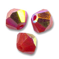 Toupies Swarovski 4mm DARK RED CORAL AB / 20 perles 