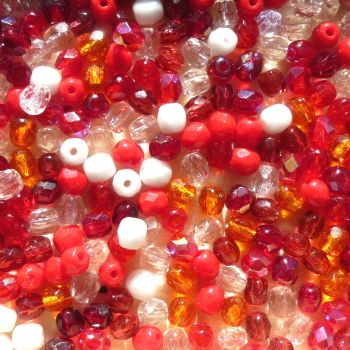 Facettes de Bohème 4mm MIX TONS ROUGE / 50 perles