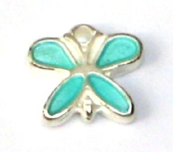 Breloque Papillon émail en métal 14 x 12 mm - Argenté émaillé TURQUOISE / 1