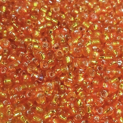 Perles Rocaille 2 mm Orange Argent Lined / 12,8 Grammes +/- 1600 perles