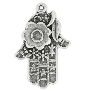 Breloque pendentif  main de Fatma en métal 29 x 19 mm - Argenté / 1