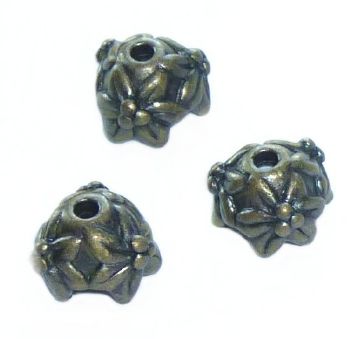 Intercalaire en métal forme calotte  fleur edelweiss 5 x 7 mm - Or vieilli / 5 Perles