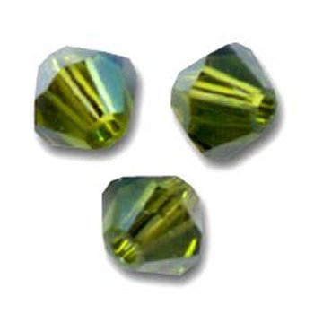 Toupies Swarovski 6mm OLIVINE SATIN  / 15 perles